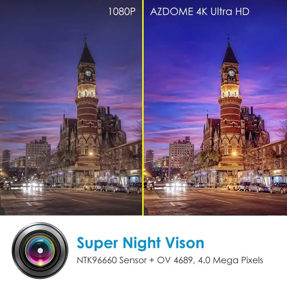 Цена AZDOME GS63H 4K Встроенный font b gps b font WiFi Автомобильный видеорегистратор регистратор, видеорегистратор для транспорта, с двумя объективами 6 10 метров зерка...