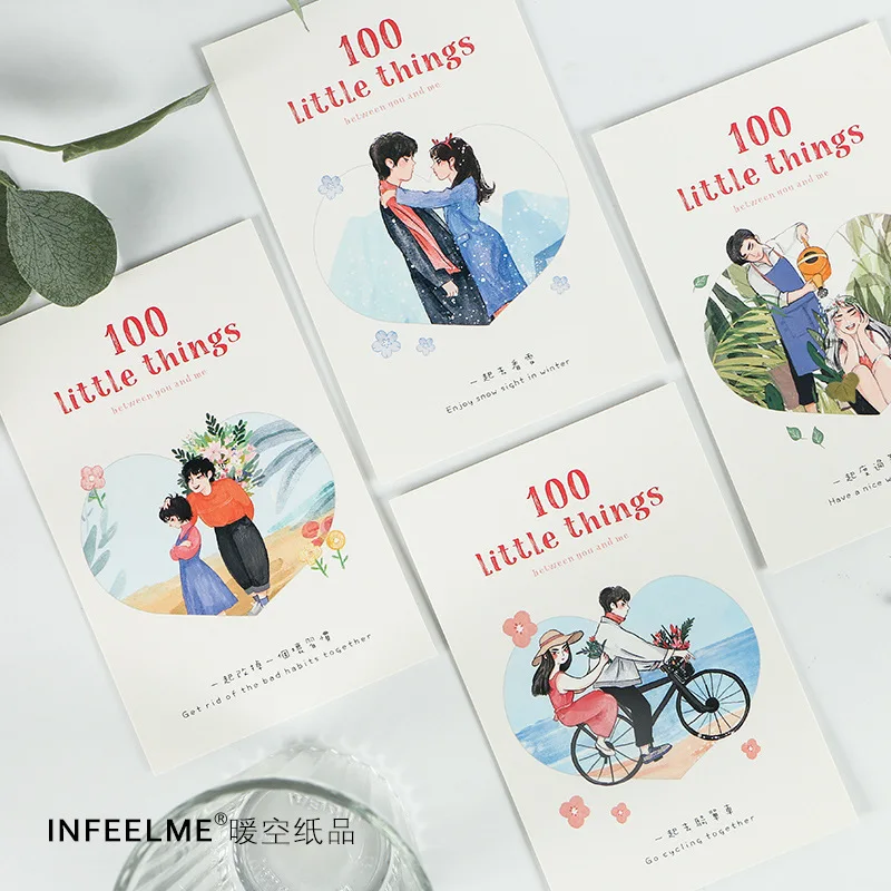 30 Pcs/Set 100 Little Things in Love Postcard DIY You and Me Greeting Card Message Card Birthday Gift
