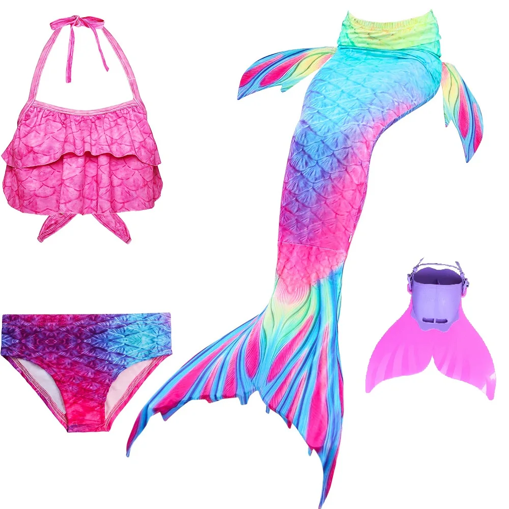Hot Girls Mermaid Tail With Monofin For Swim Mermaid Swimsuit Mermaid Dress Swimsuit Bikini cosplay costume - Color: DH95 set 2