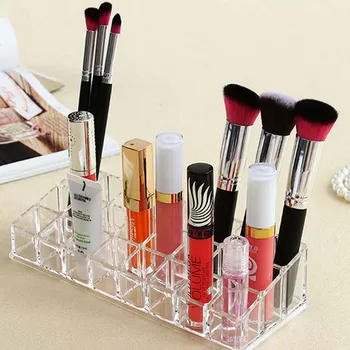 

Acrylic Lipstick Organizer Transparent Cosmetic Makeup Organizer 24 Space Storage Clear Case Display Rack Holder