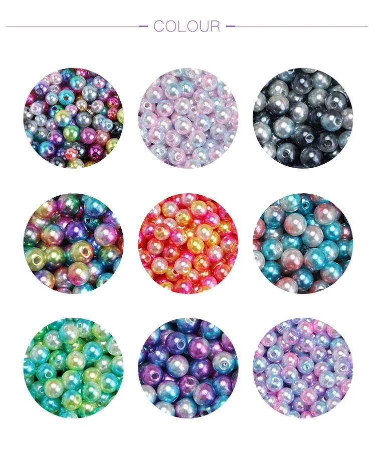 Multicolor straight hole beads DIY jewelry perforation loose beads gradient beads Environmentally imitation pearl 250g