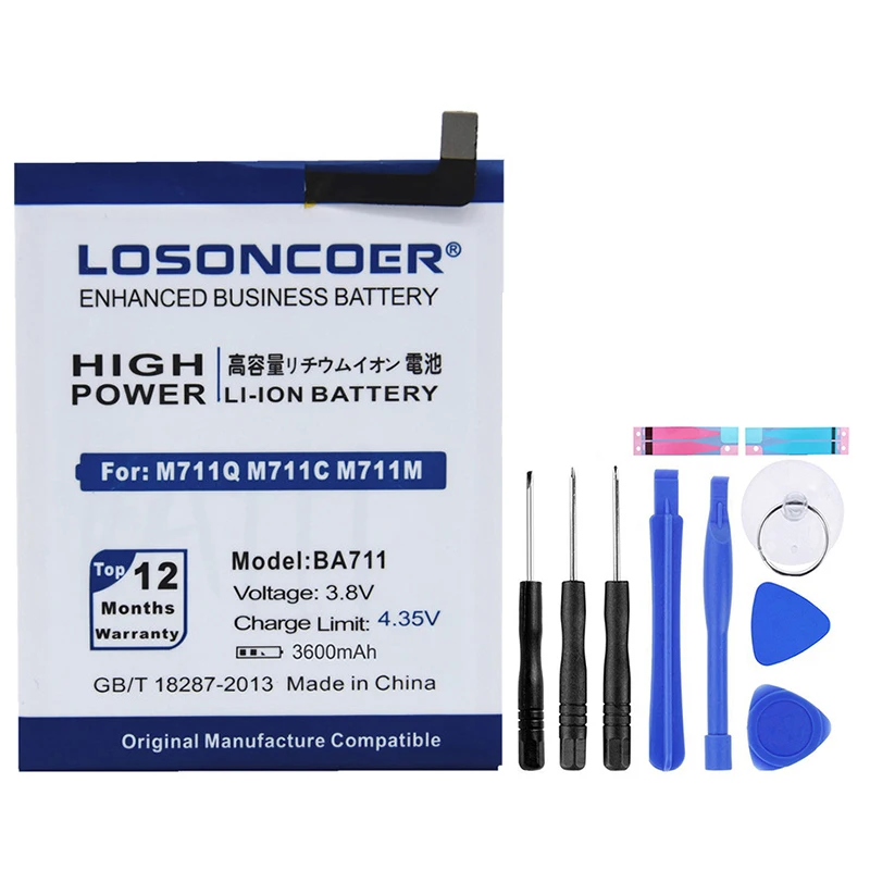 LOSONCOER 3600 мАч BA711 для Meizu Meilan 6 M6 M711 M711M M711Q M711C хорошее качество батареи телефона+ Подарочные инструменты+ наклейки