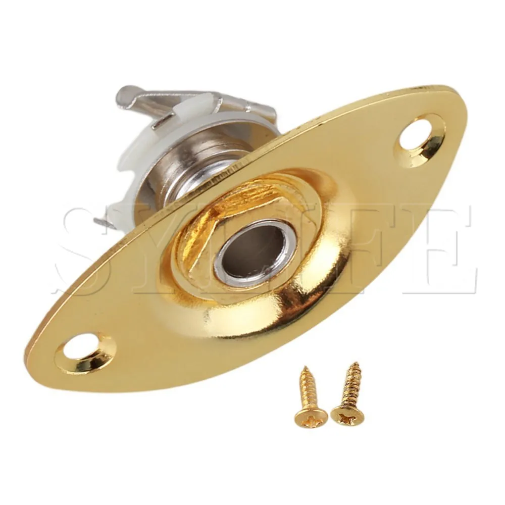Gold ELECTRIC GUITAR JACK PLATE OVAL Dented mounting screws | Спорт и развлечения