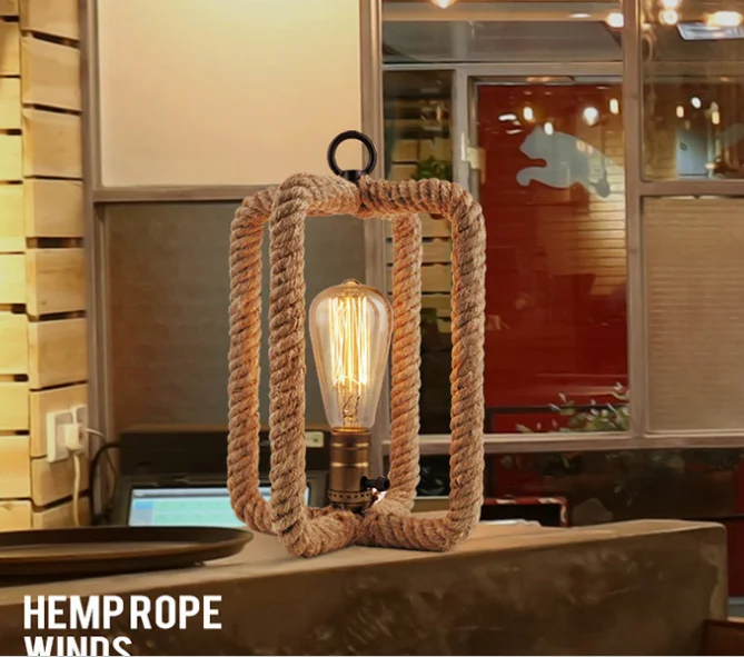 Скандинавский креативный пеньковый Канат Ретро Настольная лампа дизайн украшение дома винтажные настольные лампы для чтения