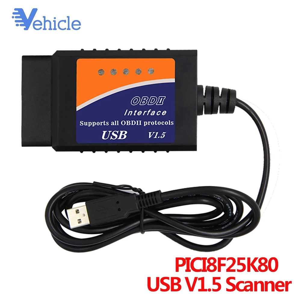 Сканер OBD II ELM 327 USB 25K80 OBD2 диагностический мини сканер OBDII V1.5 для автомобилей разных
