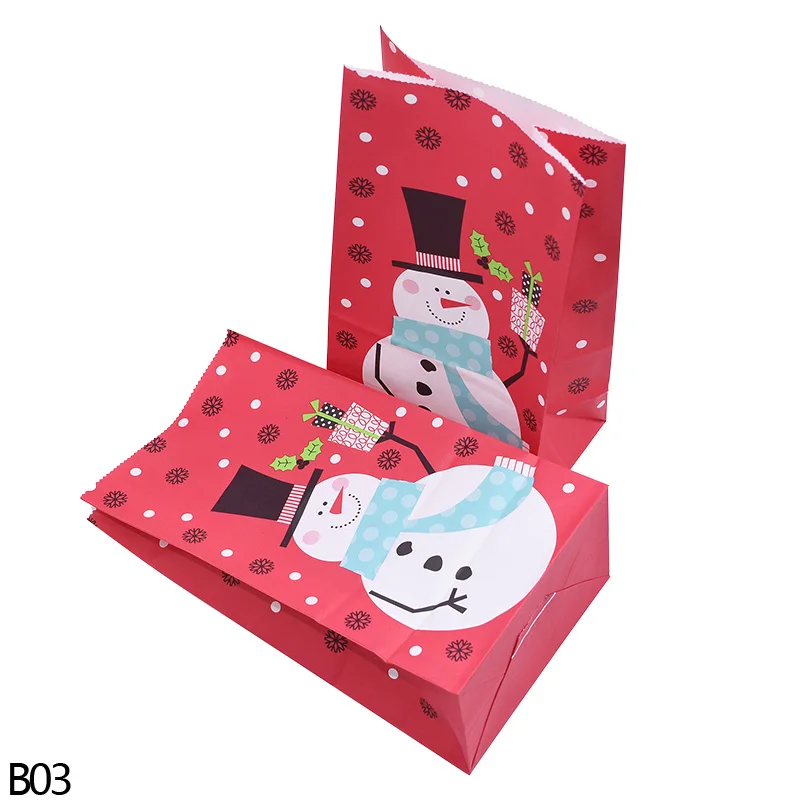 db03 snowman bag 5/10 штук/упаковка с радужным принтом, в горошек, в полоску, мешок для конфет Рождество Бумага сумка для Одежда для свадьбы, дня рождения печенья Еда мешок подарка украшения для упаковки - Цвет: db03 snowman bag
