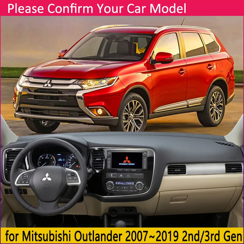 Для Mitsubishi Outlander 2007~ 2nd 3rd Gen Противоскользящий коврик на приборную панель солнцезащитный коврик Dash автомобильные аксессуары с покрытием