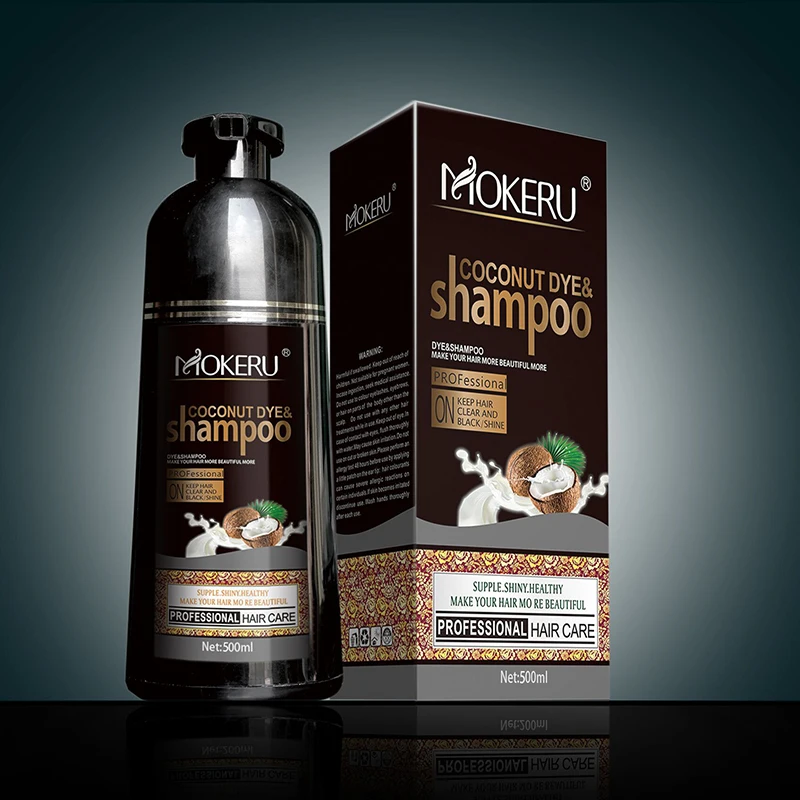 Mokeru 1pc Long Lasting Fast Black Brown Hair Shampoo Organic Pure Natural Coconut Oil Essence Hair Dye Shampoo Hair For Women