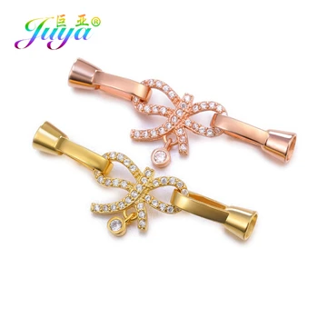 

Juya DIY Making Natural Stone Pearls Beading Jewelry Mounts Supplies Micro Pave Zircon Bowknot Fastening Clasps Accessories