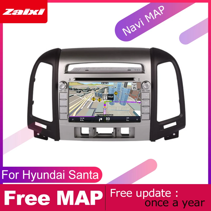 Автомобильный DVD плеер ZaiXi 2 DIN GPS навигация для Hyundai Santa Fe 2006 ~ 2012 Автомобильная