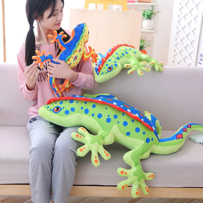 3D Gecko Plush Toy Soft Filled Plush Animal Chameleon Lizard Doll Pillow Cushion Kid Boy Girl Gift WJ302