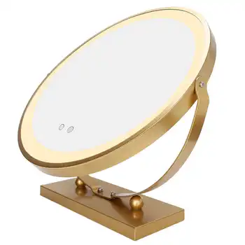 

Round LED Desktop Makeup Mirror 3 Color Adjustable Rotation Angle Cosmetic Mirror High Definition Smart Control Vanity Mirror