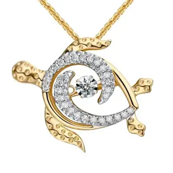 

Beautiful CZ Stone Sea Turtle Pendant in 925 Sterling Silver Dancing Diamond Dancing CZ Women's Pendant Necklace For Gift