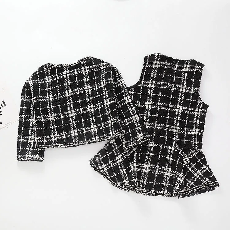 

2019 Childrenswear New Style Spring And Autumn Set Korean-style Trend Skirt Set Two-Piece Set Modern White Plaid Graceful Childr