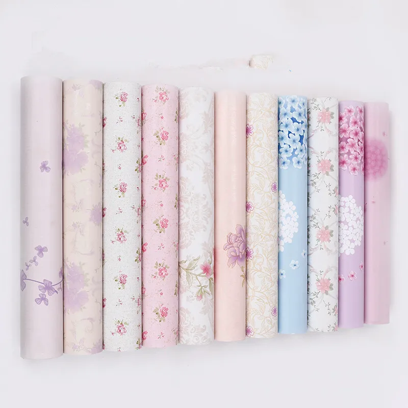 

European Korean Flower Bedroom Bedroom Furniture Desk Refurbishment Wardrobe StickerPVC Self-adhesive Wallpaper Rural