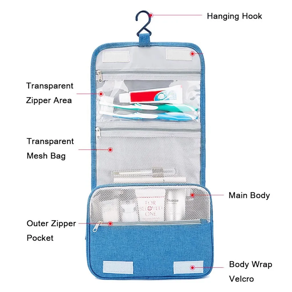 Potable Travel Folding Make up Toiletry Bags with Hook Organizer Bags
