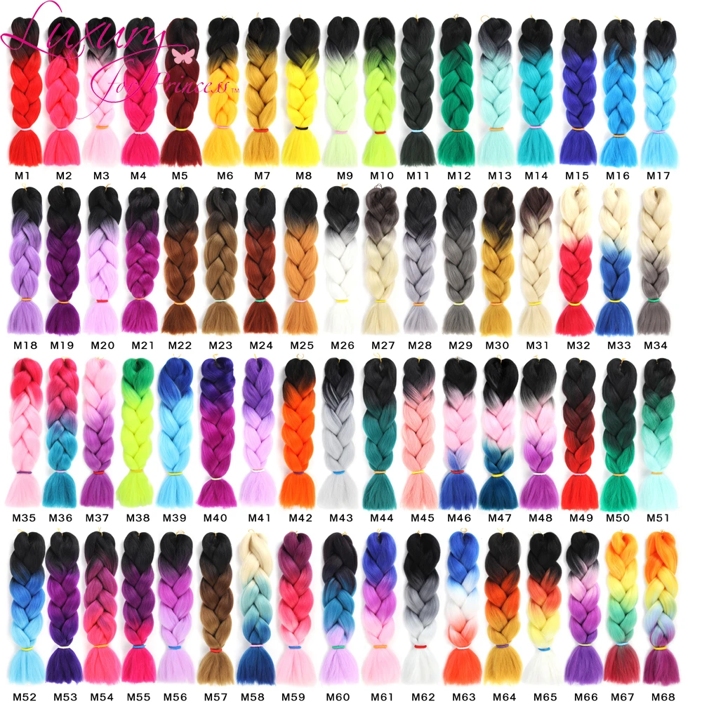 100g 24 inch Jumbo Braid Hair Extensions Synthetic Braiding Hair Ombre Crochet Hair for women Pink Red Green Blue Orange