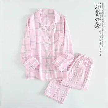 

Gauze Cotton Pajamas Suit for Ladies Spring and Summer Newest Long-sleeved Trousers Breathable Loose Comfortable Home Clothes