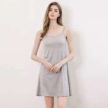 

Ladies Sleeveless pure color Sleepwear Satin Nightgowns Summer Womens Sexy Lace Sleepdress Sleepshirts Soft Short Nightdress