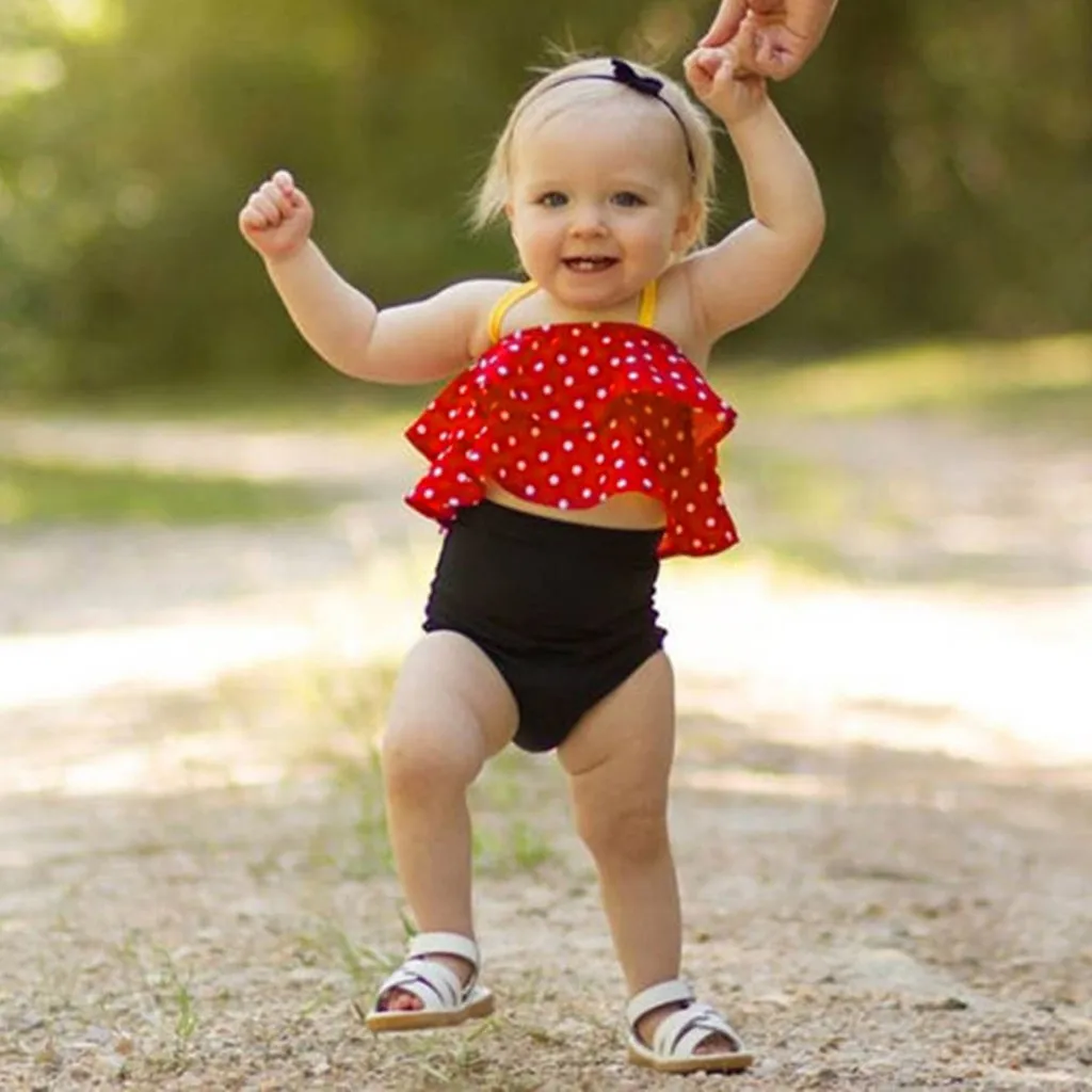 

Girls Dot Print Ruffle Bikini Set Two-piece Swimsuit beachwear Halter Children's Swimwear Kids Swimsuit Baby Girls Swimwear