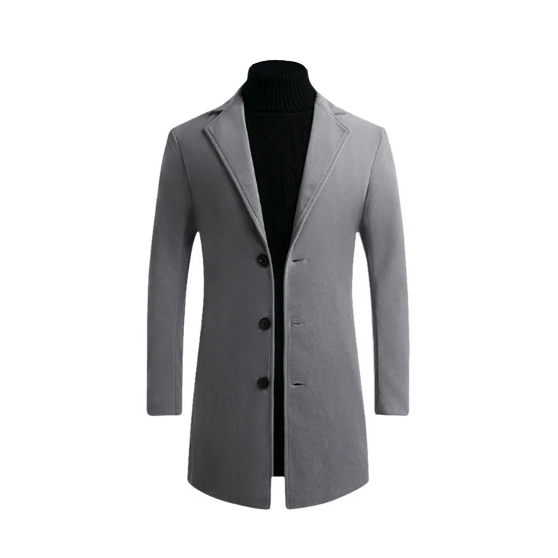 

Laamei Autumn Winter Men Wool Coat Fleece Jacket Male Overcoat Casual Solid Slim Long Coats Korean Style Trench Coat Streetwear