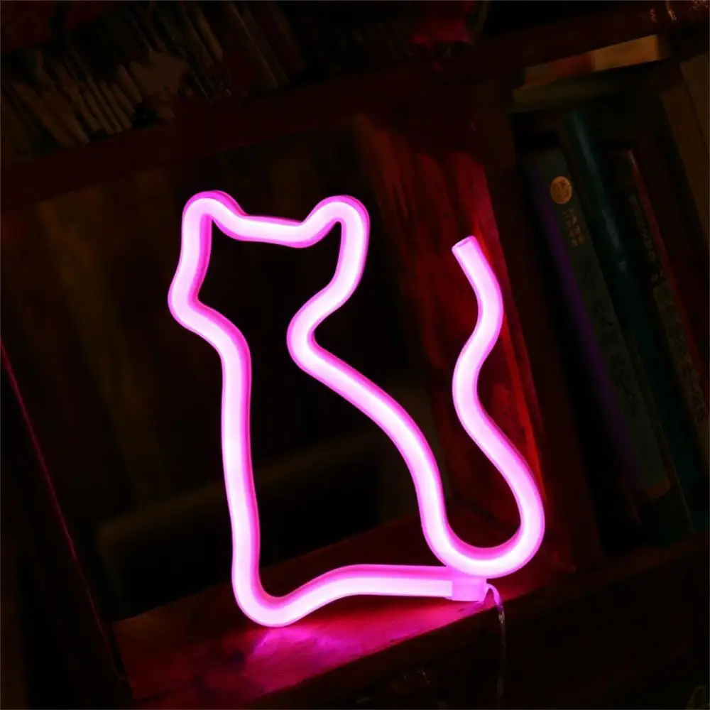 Неоновый светильник с романтическими розовыми любовными буквами светодиодный светильник ing Pannel зарядка через usb Домашний Декор лампа для комнаты свадебный фестиваль вечерние ночной Светильник - Испускаемый цвет: Cat