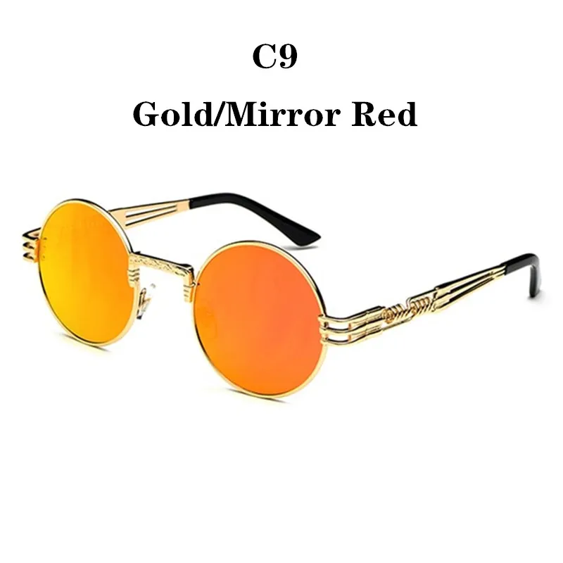 ZSS0099C9 AIMISUV, стимпанк, круглые солнцезащитные очки, мужские, готический сплав, оправа, круглая форма, солнцезащитные очки, wo, мужские, брендовые, дизайнерские, зеркальные, высокое качество - Цвет линз: ZSS0099C9