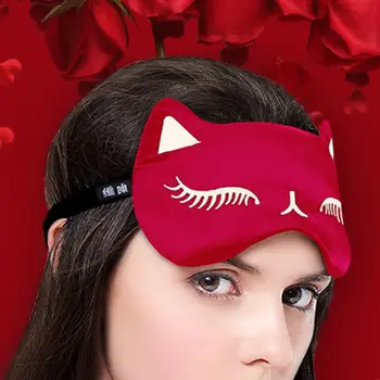

Cute Cat Eyelashes Embroidered Sleeping Eye Mask Women Girls Adjustable Strap Ice Gel Cold Pack Cool Compress Blindfold Eyeshade