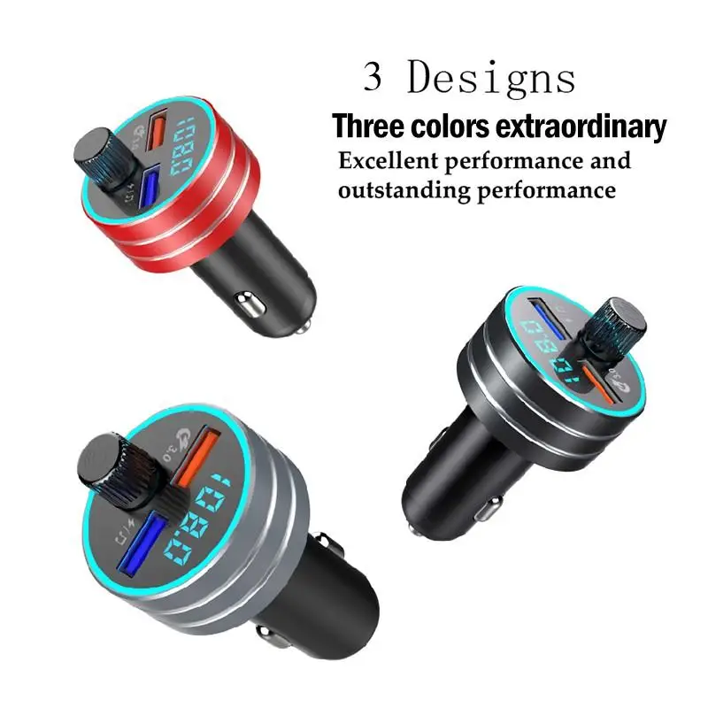 Светодиодный fm-передатчик, Bluetooth 5,0, аудио, MP3 плеер, QC3.0, два порта usb, зарядное устройство, передатчик, модулятор громкой связи