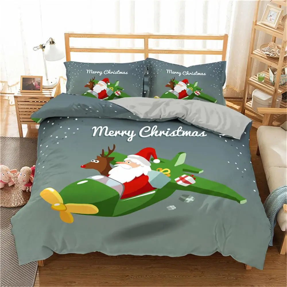 Homesky Merry Christmas постельные принадлежности набор пододеяльник красный Санта Клаус одеяло постельное белье с наволочкой queen King size
