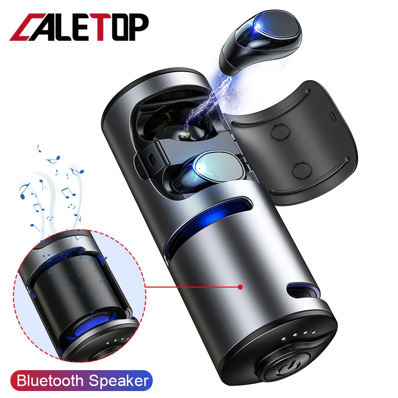 Caletop беспроводные наушники и Bluetooth наушники со спикером 3 в 1 с 1200 мАч power Bank IPX5 Водонепроницаемый 6D стерео звук музыка