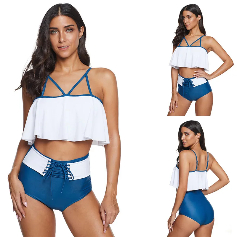 Red High Waisted Bikini Plus Size Swimwear Women Tankini Sets 2020 Brazilian Ruffle for Big Woman Vintage Print Female S- 5xl Red High Waisted Bikini Plus Size Swimwear Women Tankini Sets 2020 Brazilian Ruffle for Big Woman Vintage Print Female S- 5xl