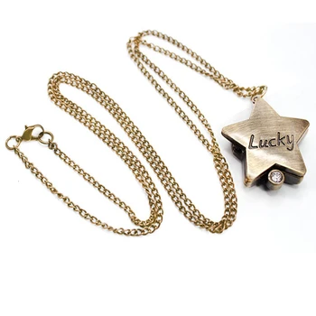 

Women Pendant Exquisite Flip Pocket Watch Necklace Star Heart Gift Carving Quartz Clothes Accessories Chain Retro Zinc Alloy