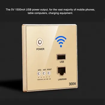 

300Mbps Power AP Relay Intelligent Wireless WIFI Repeater Extender Wall Embedded 2.4GHz Router Panel with USB Socket