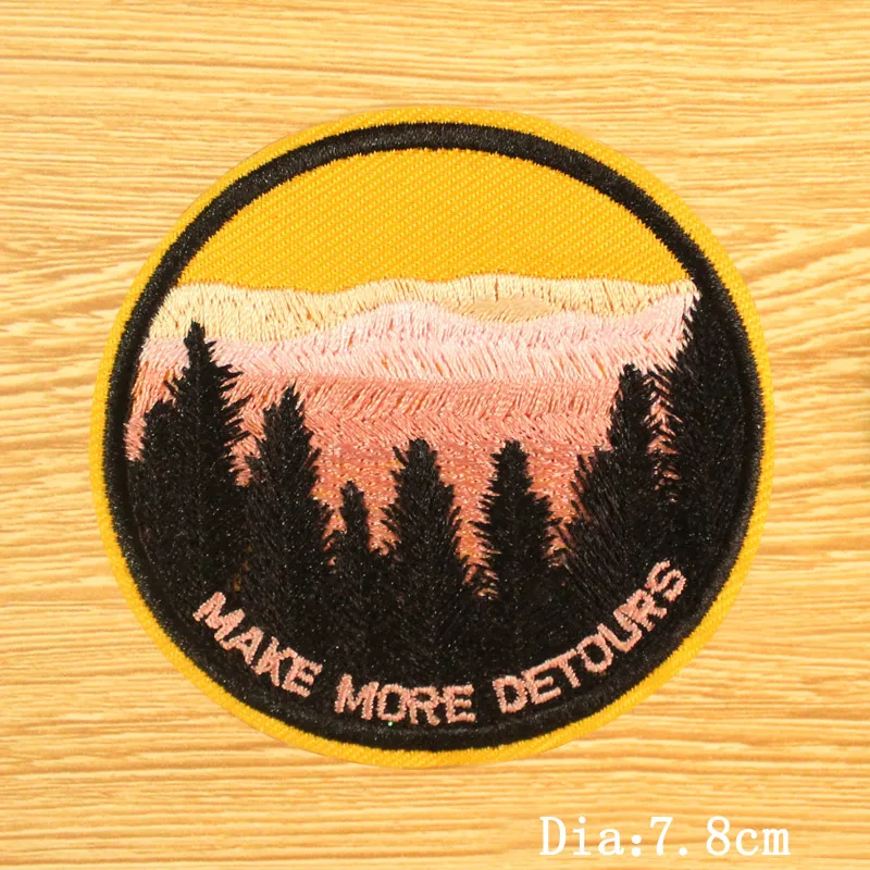 DIY Mountain Trave Embroidered Patches For Clothing Applique Iron on Patches On Clothes Space Patch Traveler Badges Stripes 