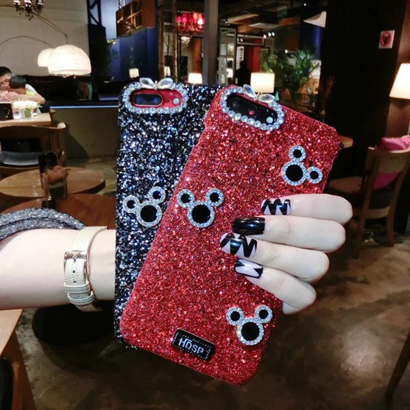 

Luxury Shiny Mickey Diamond Bracelet Matte Case for Xiaomi Mi 5X 6X 8 LITE 9 9se CC9 CC9E Glitter Bling Rhinestone Coque