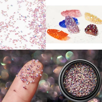 

2020 New 1 Box Caviar Beads 3D Nail Art Decoration Crystal Micro Rhinestones Small Round Silver Flame Stones DIY Manicure Decor