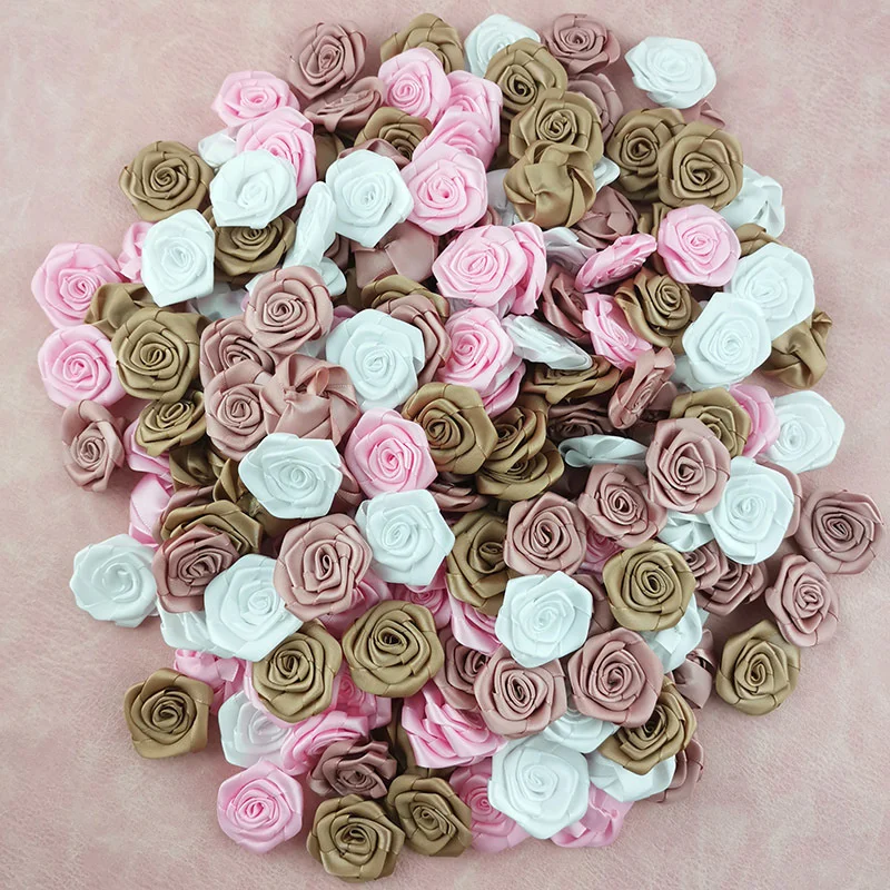 (30Pcs/pack) 40mm Mini High Quality Satin Rosette For Wedding Party Clothing Decoration Handmade DIY Ribbon Crafts Supplies
