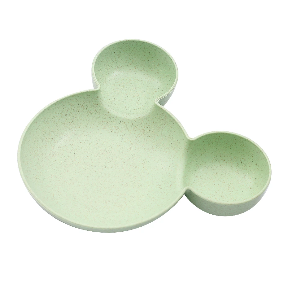 Малыш мультфильм мышь тарелка «Микки Маус» посуда Ланч-бокс Малыш Дети младенец ребенок риса миска для кормления пластиковая тарелка для закусок посуда - Цвет: Green bowl