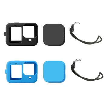 

Silicone Camera Sleeve Lens Cap Cover Anti-lost rope for GoPro- Hero 9 Protective Frame Case Shell Accessories