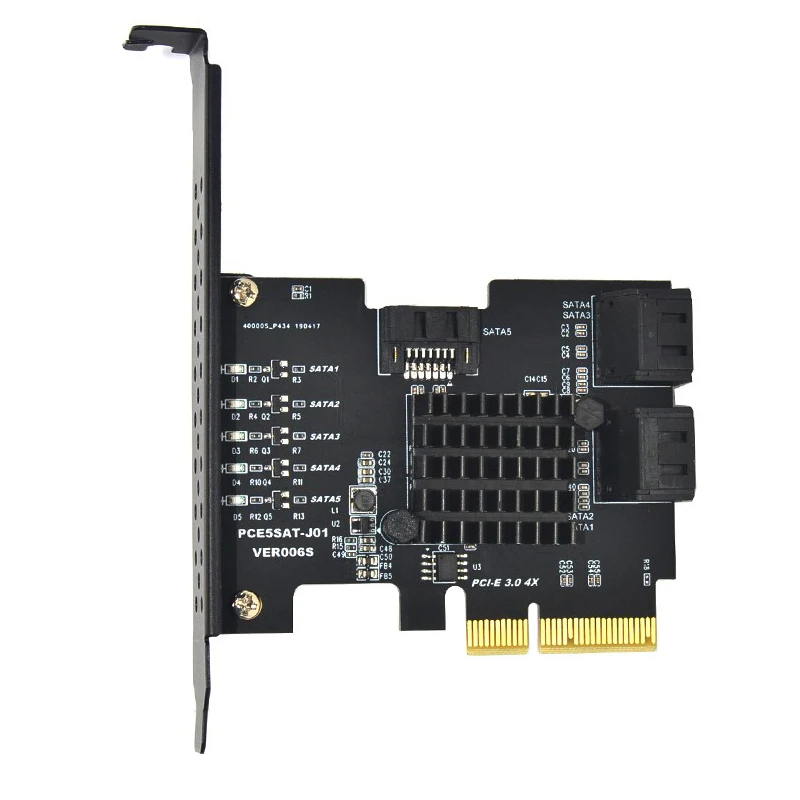 Sata Iii (6 Gbps) 5 puertos Pci-Express Tarjeta de controlador compatible Pci Express X4 X8 X16 pla