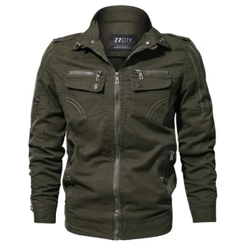 

Military Jacket Men Spring Cotton Coats VogueOutwear Pilot Bomber Washed Air Force Cargo Jackets Plus Size 6XL Fashion