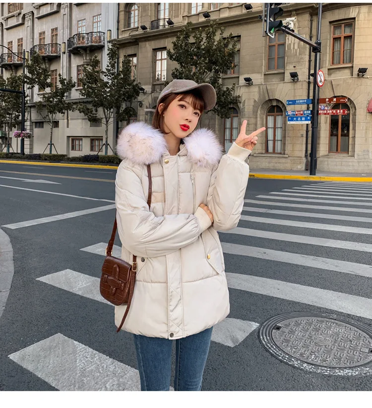 Зимняя куртка с капюшоном для женщин, пальто в Корейском стиле, хлопковая парка из искусственного меха, женские эластичные манжеты, пуховое пальто для женщин, s Chaqueta Mujer