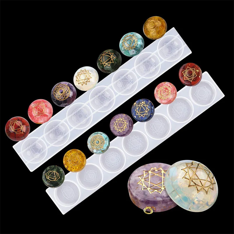 DIY Crystal Silicone Mold New Pendant Star Long Strip Clutter Seven Chakras Semicircular Round Pendants Jewelry Molds For Resin