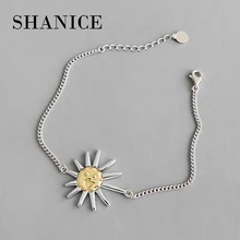 SHANICE Подлинная стерлингового серебра 925 Простые солнечные цветы Смайл цепи панк браслеты для вечеринок для женщин модные простые наручные