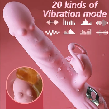 Heating Telescopic Vibrator with Tongue Licking 20+20 Speeds Vaginal Massager Clitoris Lick Stimulation Dildo Sex Toys for Women 3