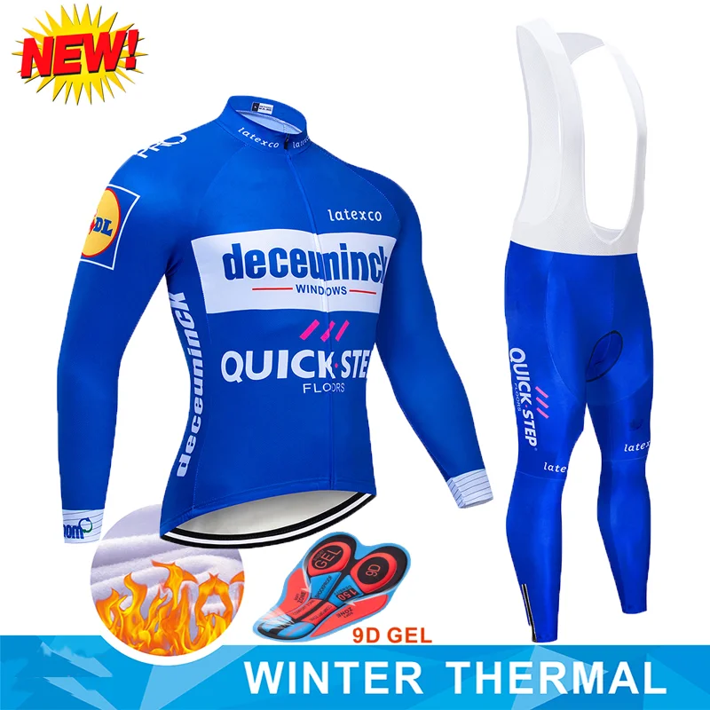 

2019 QUICKSTEP TEAM CYCLING JACKET 9D bike pants set Ropa Ciclismo MENS winter thermal fleece pro BICYCLING jersey Maillot wear