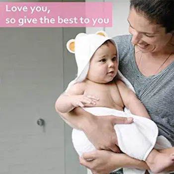 

Newborn Baby Bath Towel Cute Cartoon Ears Bamboo Fiber Hooded Baby Bath Towel Washcloth 90cm*90cm