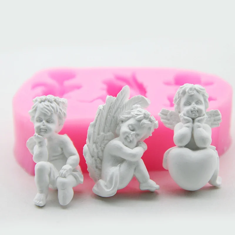 1pcs 3 Style Angel Molds DIY Silicone Fondant Cupid Cake Tools Chocolate A-wf 