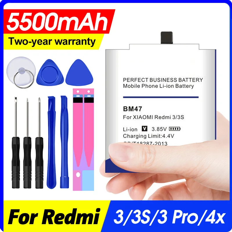Аккумулятор BM47 5500 мАч для Xiaomi Redmi 3 3S 3X Xiao mi Hongmi 4x|Аккумуляторы мобильных телефонов|
